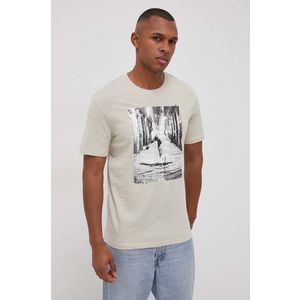 Bavlnené tričko Only & Sons šedá farba, s potlačou vyobraziť