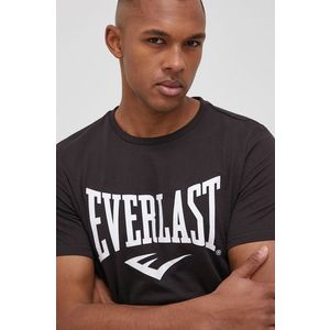 Bavlnené tričko Everlast čierna farba, s potlačou vyobraziť