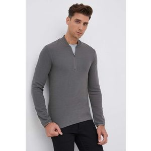 Bavlnené tričko s dlhým rukávom G-Star Raw šedá farba, jednofarebné vyobraziť