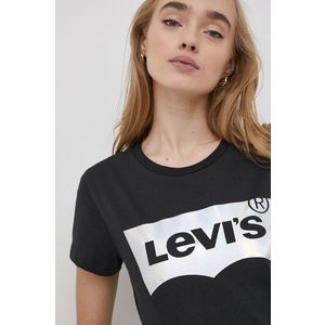Bavlnené tričko Levi's čierna farba vyobraziť