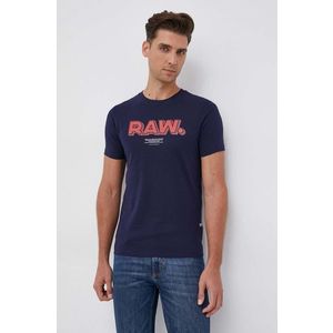 Bavlnené tričko G-Star Raw tmavomodrá farba, s potlačou vyobraziť