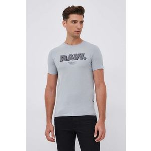 Bavlnené tričko G-Star Raw šedá farba, s potlačou vyobraziť