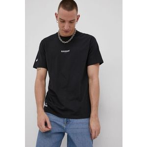 Bavlnené tričko Superdry čierna farba, s nášivkou vyobraziť