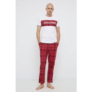 Bavlnené pyžamo Jack & Jones červená farba, s potlačou vyobraziť