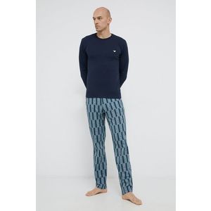 Bavlnené pyžamo Emporio Armani Underwear tmavomodrá farba, jednofarebné vyobraziť