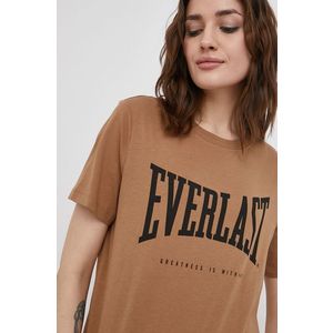 Bavlnené tričko Only x Everlast hnedá farba vyobraziť