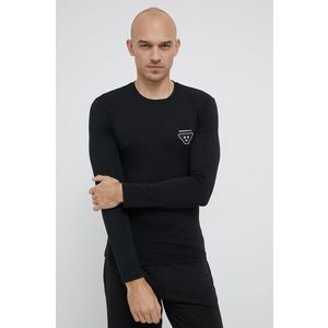 Tričko s dlhým rukávom Emporio Armani Underwear čierna farba, s nášivkou vyobraziť