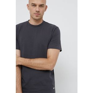 Bavlnené tričko Jack Wolfskin šedá farba, jednofarebné vyobraziť