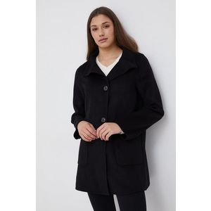 Vlnený kabát Lauren Ralph Lauren čierna farba, prechodný vyobraziť
