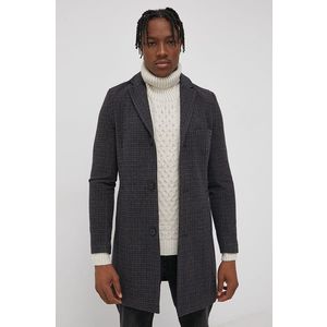 Kabát s prímesou vlny Only & Sons šedá farba, prechodný vyobraziť