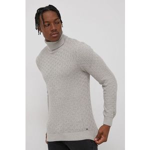 Bavlnený sveter Only & Sons pánsky, šedá farba, s rolákom vyobraziť