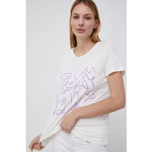 Bavlnené tričko Vero Moda biela farba vyobraziť