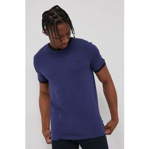 Bavlnené tričko Wrangler tmavomodrá farba, jednofarebné vyobraziť