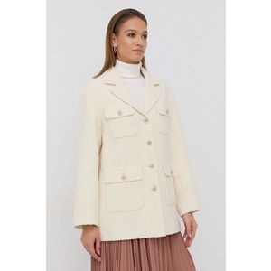 Kabát s prímesou vlny Miss Sixty krémová farba, prechodný, oversize vyobraziť