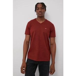 Bavlnené tričko Levi's hnedá farba, jednofarebné vyobraziť