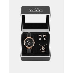 Sada dámskych hodiniek s koženým remienkom a šperkov v ružovozlatej farbe Pierre Cardin vyobraziť
