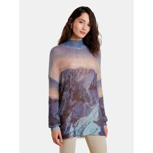 Modrý dámsky vzorovaný sveter Desigual Mountain vyobraziť