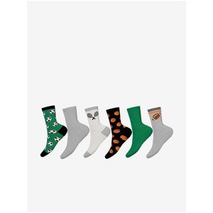 Sada šiestich párov chlapčenských vzorovaných ponožiek v čiernej, zelenej a šedej farbe name it Nero vyobraziť