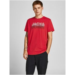 Červené pánske vzorované tričko Jack & Jones Power vyobraziť