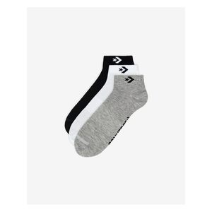 Sada troch párov unisex ponožiek v šedej, bielej a čiernej farbe Converse vyobraziť