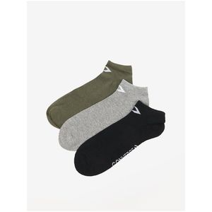 Sada troch párov pánskych ponožiek v kaki, šedej a čiernej farbe Converse vyobraziť