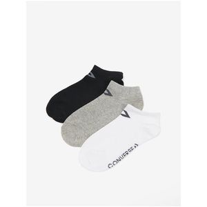 Sada troch párov pánskych ponožiek v čiernej, šedej a bielej farbe Converse vyobraziť