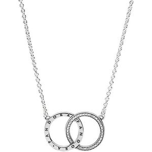 Pandora Strieborný náhrdelník s prepojenými kruhmi 396235CZ-45 vyobraziť