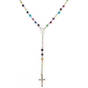 Amen Ružovo pozlátený strieborný náhrdelník s acháty Rosary CRORM4P vyobraziť