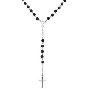 Amen Originálne strieborný náhrdelník s Onyx Rosary CROBN4 vyobraziť