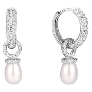 JwL Luxury Pearls Strieborné multifunkčný náušnice krúžky s pravou perlou a zirkónmi 2v1 JL0592 vyobraziť