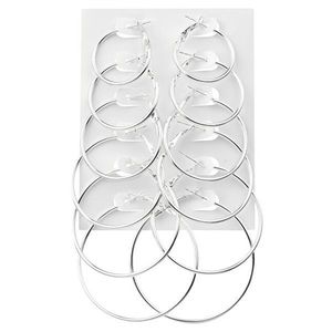 Troli Sada moderných kruhových náušníc Silver (6 párov) vyobraziť