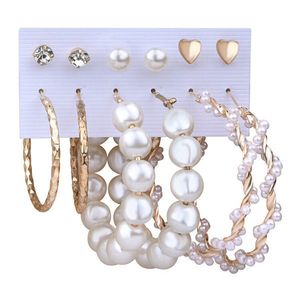 Troli Úžasná sada pozlátených kruhových náušníc a kôstok s perlami (6 párov) vyobraziť