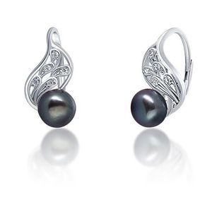 JwL Luxury Pearls Luxusné strieborné náušnice s pravou čiernou perlou JL0674 vyobraziť