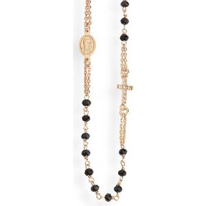 Amen Elegantný pozlátený náhrdelník s čiernymi kryštálmi Rosary CRORNZ3 vyobraziť