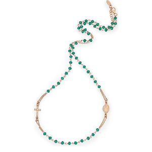 Amen Ružovo pozlátený náhrdelník so zelenými kryštály Rosary CRORVZ3 vyobraziť