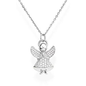 Amen Trblietavý strieborný náhrdelník so zirkónmi Angels A3BB (retiazka, prívesok) vyobraziť