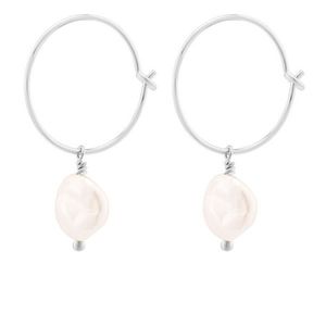 Decadorn Kruhové strieborné náušnice s pravými perlami Sea Pearl Mini Hoop Earrings vyobraziť