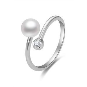 Beneto Otvorený strieborný prsteň s pravou perlou a zirkónom AGG469P vyobraziť
