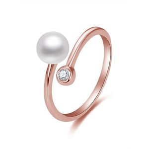 Beneto Otvorený bronzový prsteň s pravou perlou a zirkónom AGG469P-RG vyobraziť