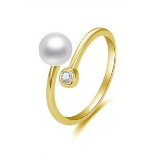 Beneto Otvorený pozlátený prsteň s pravou perlou a zirkónom AGG469P-G vyobraziť