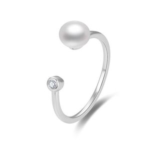 Beneto Otvorený strieborný prsteň s pravou sladkovodné perlou AGG467 vyobraziť