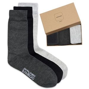 Jack&Jones 3 PACK - pánske ponožky JACBASIC 12198285 Dark Grey Melange vyobraziť