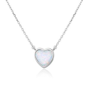Beneto Romantický strieborný náhrdelník so syntetickým opálom AGS817 / 45L vyobraziť