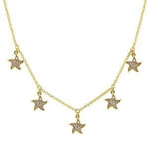 Brilio Silver Štýlový pozlátený náhrdelník so zirkónmi Hviezdičky NCL13Y vyobraziť