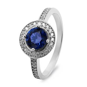 Brilio Silver Luxusný strieborný prsteň s modrým zirkónom RI026W 50 mm vyobraziť