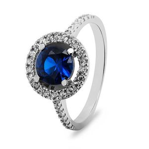 Brilio Silver Luxusný strieborný prsteň s modrým zirkónom RI031W 54 mm vyobraziť