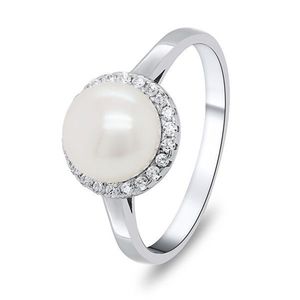 Brilio Silver Elegantný strieborný prsteň s perlou a zirkónmi RI034W 50 mm vyobraziť