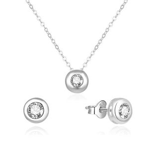 Beneto Nežná strieborná súprava šperkov so zirkónmi AGSET191R (náhrdelník, náušnice) vyobraziť