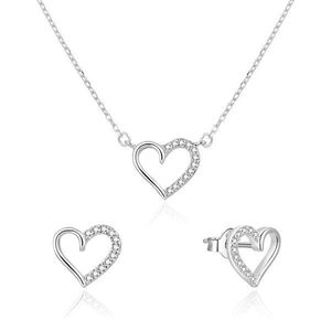 Beneto Romantická strieborná súprava šperkov srdiečka AGSET242L (náhrdelník, náušnice) vyobraziť