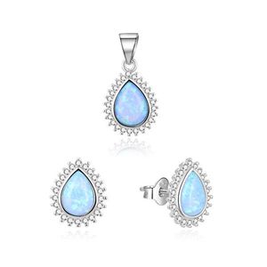 Beneto Pôvabná súprava šperkov s modrými opály AGSET231L (prívesok, náušnice) vyobraziť